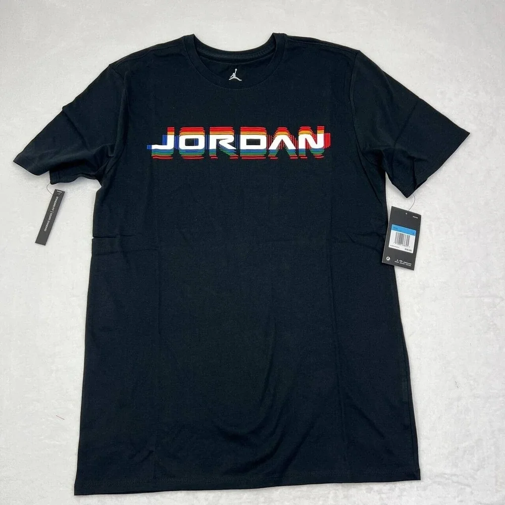 Air Jordan 13 Shirt Men Medium Black Jumpman Short Sleeve Chicago‎ Bulls New M